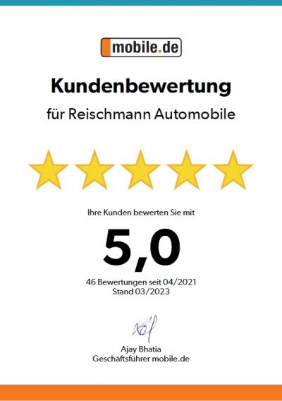 Kundenbewertung Mobile.de Ulm - Automobile Reischmann